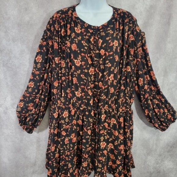 Free People Floral Boho Flower Field Mini Dress size Large - Picture 4 of 16